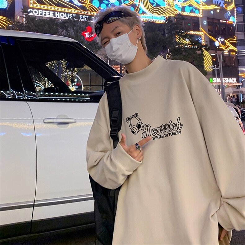 D006P35半高领德绒针织衫男秋冬季新款打底内搭毛衣美式潮牌加厚,男装卫衣,星座304A-1