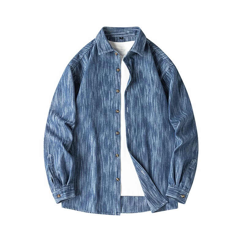 25年春季牛仔衬衫长袖大码宽松落肩现货DS-C323-1-G651-特批48，男装衬衫，电商C323-1