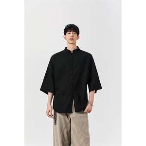 8XL-M风大码夏短袖衬衫男外套棉麻七分袖上衣CS505P60控78