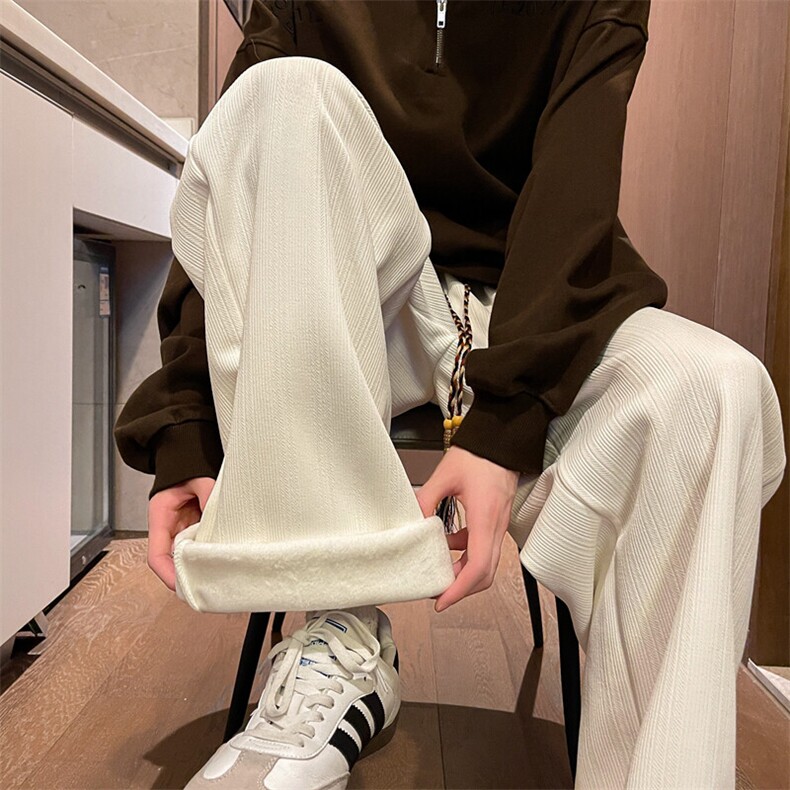 8XL-M加绒雪尼尔裤子秋冬麦穗纹卫裤潮牌直筒休闲长裤KZ1938/P58图片