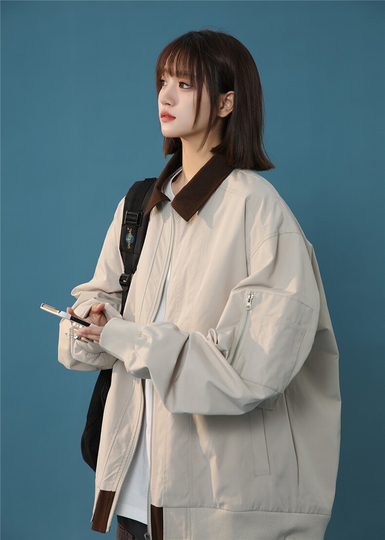 现货春季宽松翻领拼接夹克潮设计款小众外套XZ811A-JK3010-P88,男装夹克,星座811A