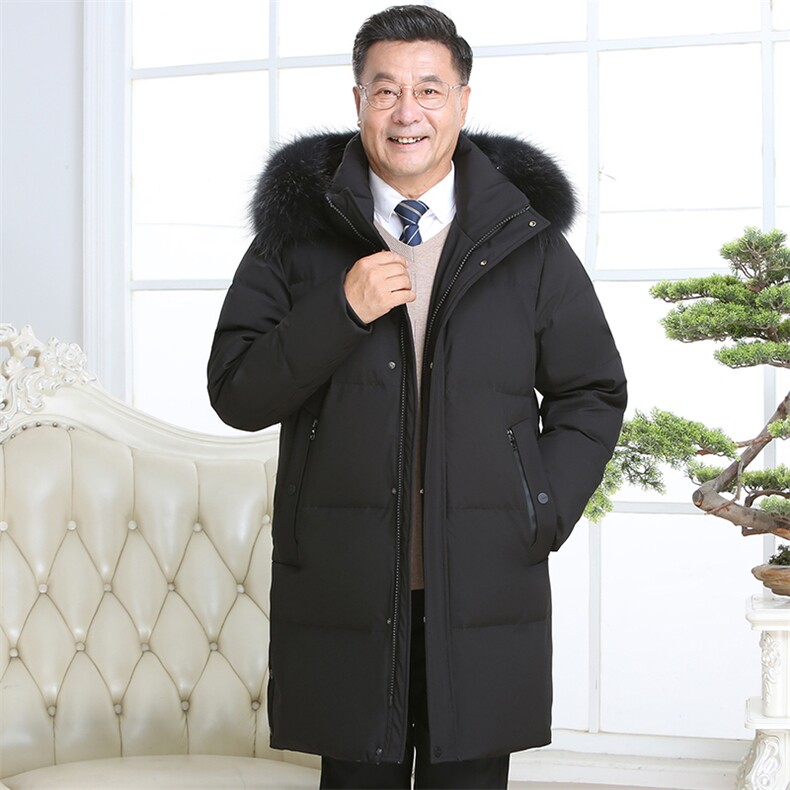 2025年中老年男士羽绒服大毛领中长加厚保暖外套爸爸装YR09-P230图片