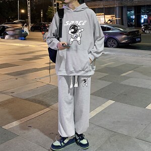 秋季情侣大码宽松华夫格卫衣套装XZ102A-4-HF0039-P78图片