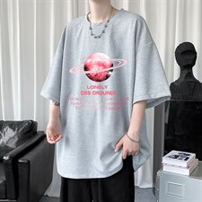 HT73184-P22华夫格t恤男短袖男大码五分袖短句风，男装T恤，电商A040