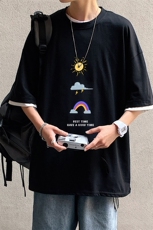 JT55141-P25假两件短袖t恤男大码胖子半袖体恤半截袖港风，男装T恤，电商A040