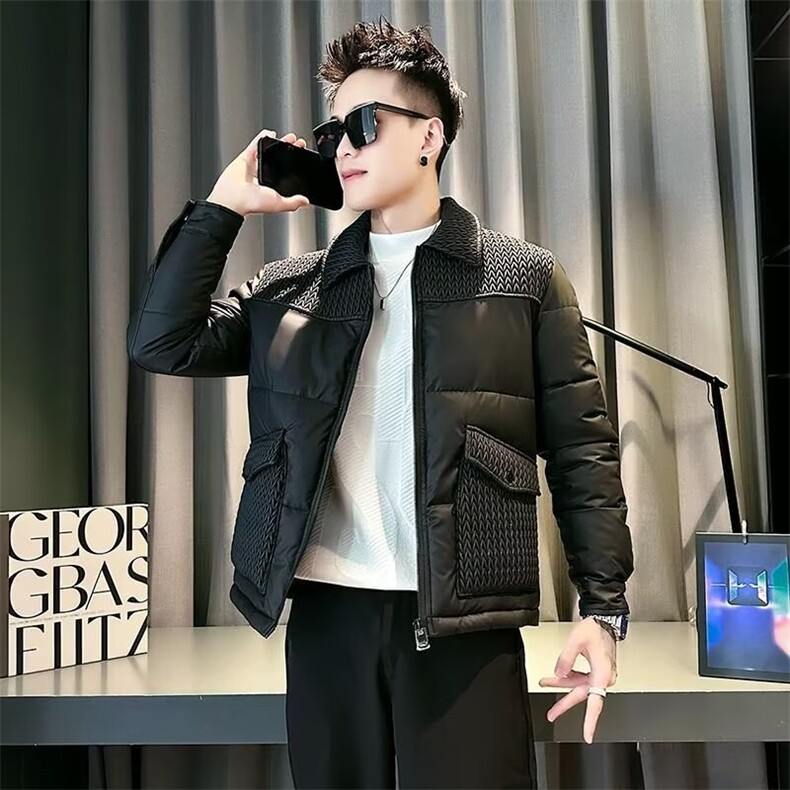 男士冬季棉衣外套保暖欧货拼接麦穗休闲棉夹克痞帅棉服男JKM618，男装夹克，星座516A