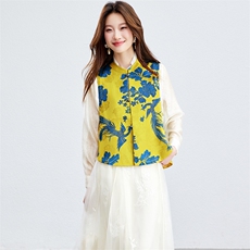 在仓~2026年夏装人丝衬衫套装薄款印花马夹上衣两件套（可拆分），女装套装/套裙，新依时派