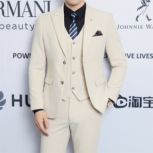 2025新款双排扣三件套装商务休闲西服2205-P220图片