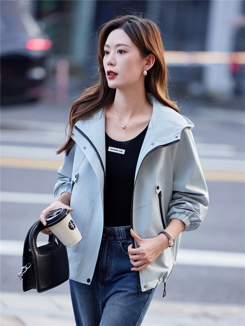 短款风衣外套女秋季2025新款今年流行高级感减龄百搭夹克上衣简约,女装短外套,靓衣阁