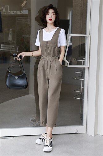 2025新款减龄洋气时尚背带裤女秋宽松显瘦休闲裤小个子，女装牛仔裤，梦懿尔