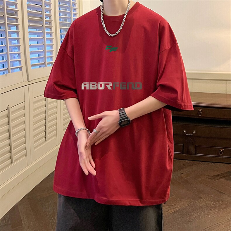 抖音得物二开现货220克夏装重磅美式高街宽松短袖t恤MT181,男装T恤,电商A486-1