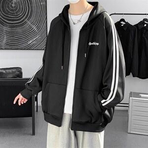 春季新款港风宽松连帽开衫卫衣男装休闲青少年潮男WY01P58控78,男装卫衣,电商A086