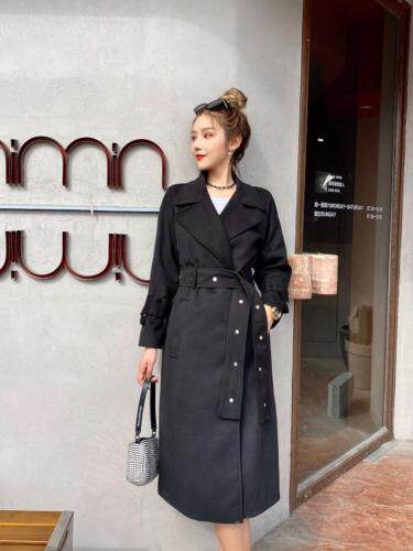 黑咖两色星空呢大衣，女装，静魅