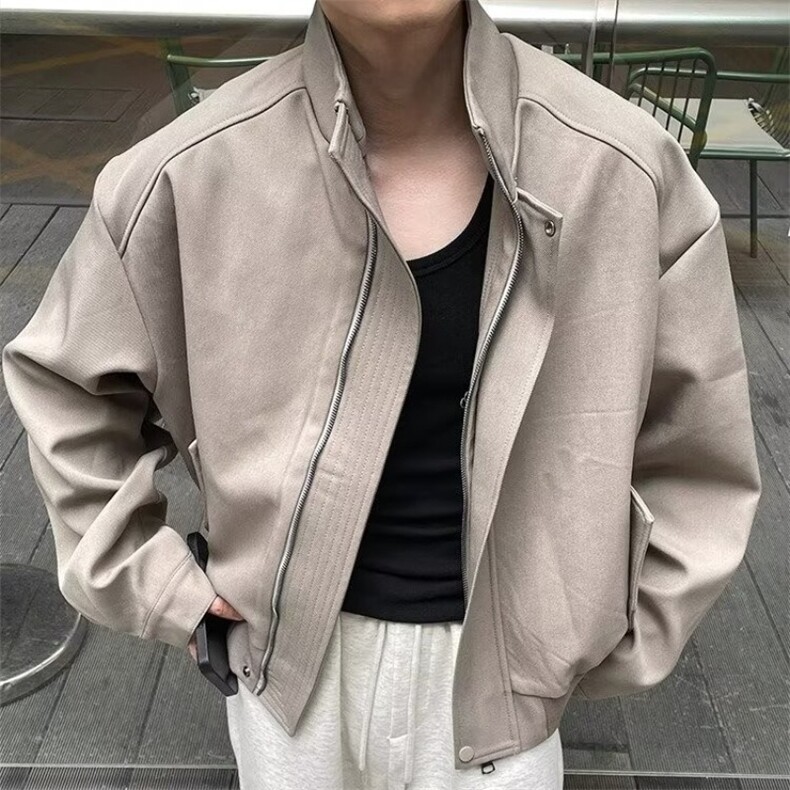 秋冬款+老钱风cleanfit净版双层廓形立领夹克外套W1330/P80,男装夹克,电商B350