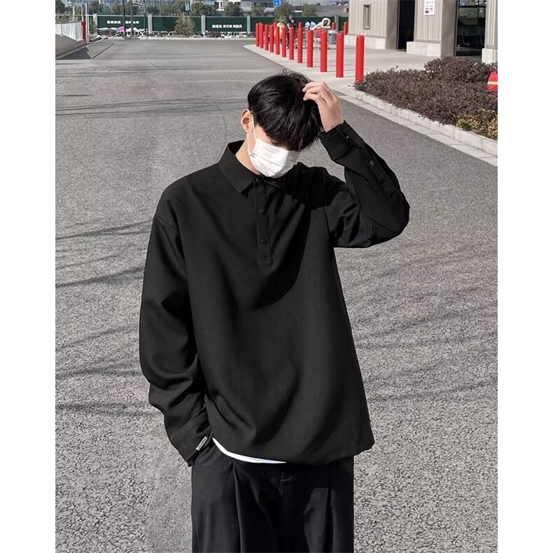 时尚打底衫男长袖翻领内搭线衣2024韩版秋季POLO衫领潮流T124/P40图片