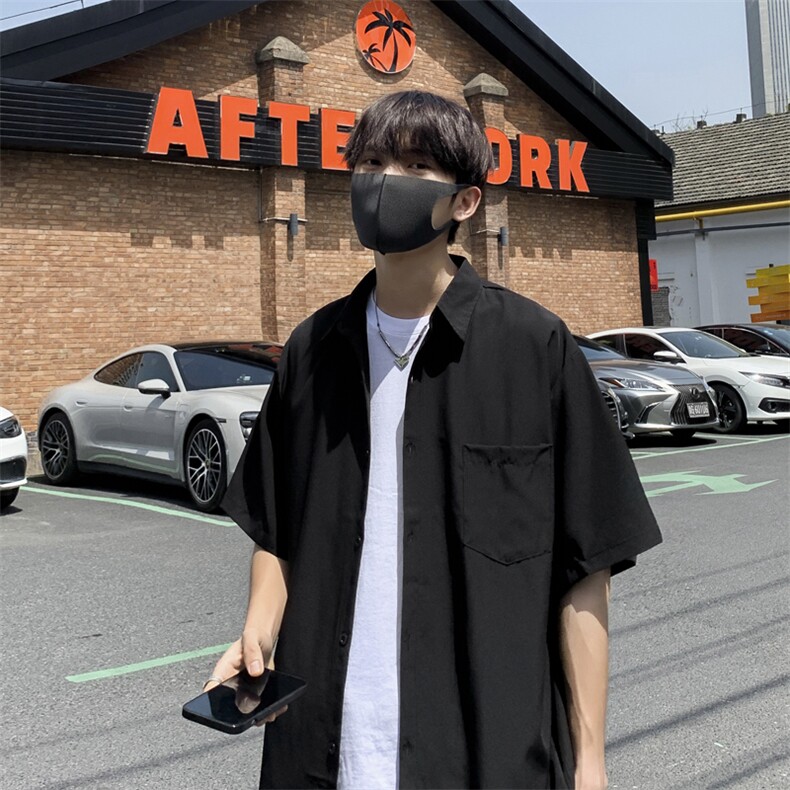 痞帅衬衫男短袖港风日系休闲宽松工装衬衣韩版百搭外套CS0312-P30,男装衬衫,星座308B-1