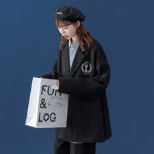 中性风秋季百搭宽松休闲西装情侣学院风外套男女XZ6205P75控88，男装西服套装，电商A268