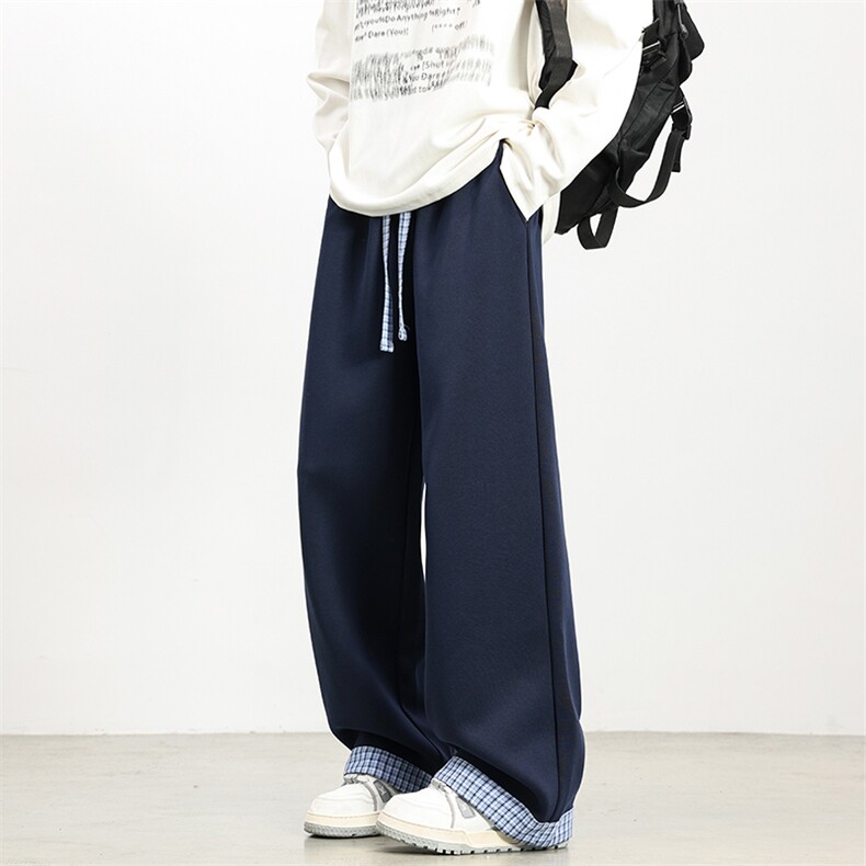 秋季休闲裤男宽松拼色直筒针织运动裤DSA157B-K9736-特P36,男装休闲裤,电商A157B