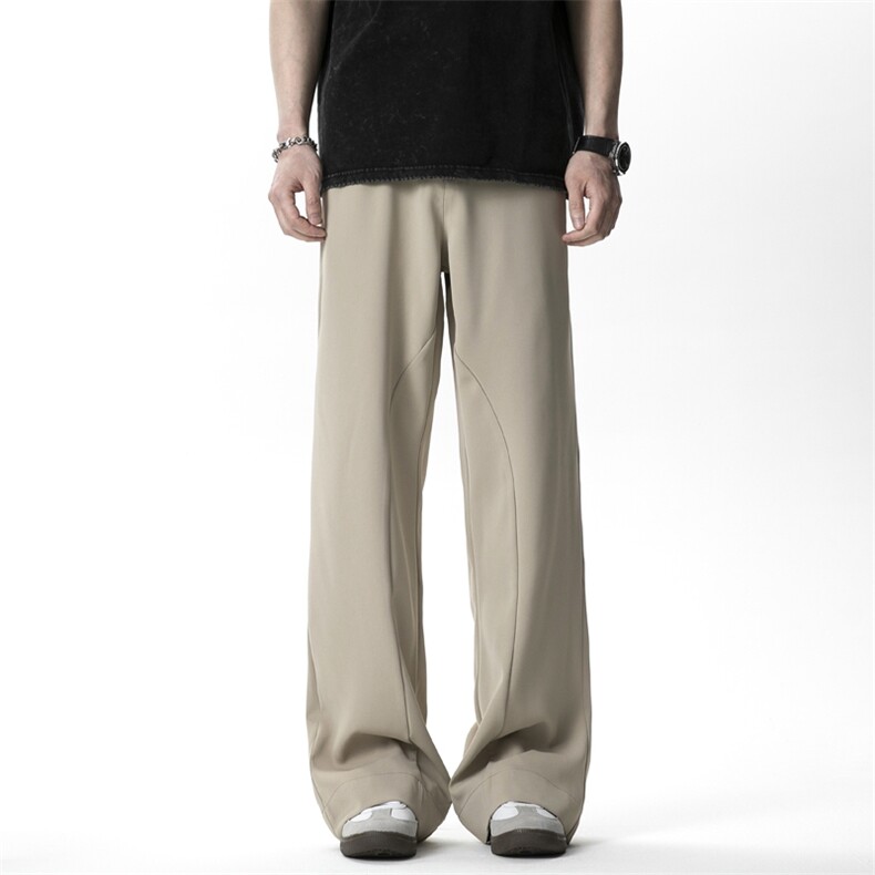冰丝坠感休闲裤男女直筒小西裤高级感个性显高长裤子KK353/P43，男装西裤，电商D202-1
