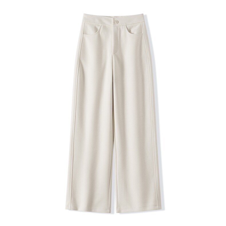 2025舒适秋冬新款百搭阔腿休闲裤简约舒适，女装休闲裤，昭美羊绒