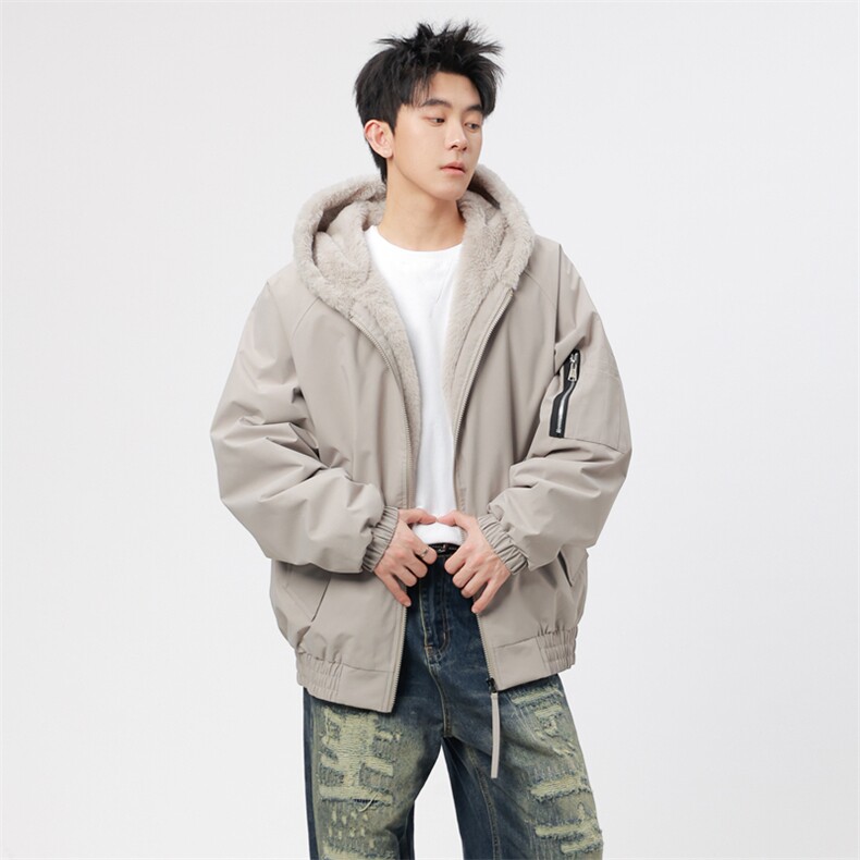 自家图有视频加绒毛领棉衣冬季新款座山雕连帽派克棉服M2555p88,男装棉衣,电商D315