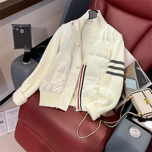 经典百搭复古针织拼接立领加厚棉服潮,女装棉衣/棉服,江南