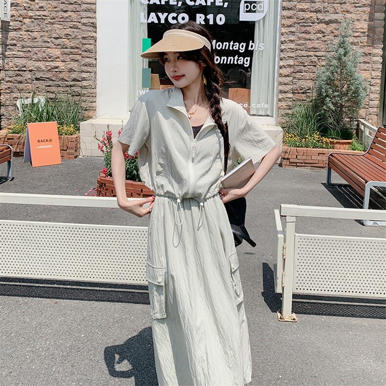 盐系轻熟风工装套装裙女夏季2024年新款休闲减龄高腰半身裙两件套,女装套装/套裙,浙宝203