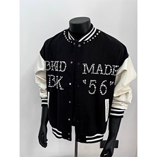 美式珍珠红色拼接棒球服男女春秋季新款夹克立领外套HH513P74，男装夹克，星座1013-5