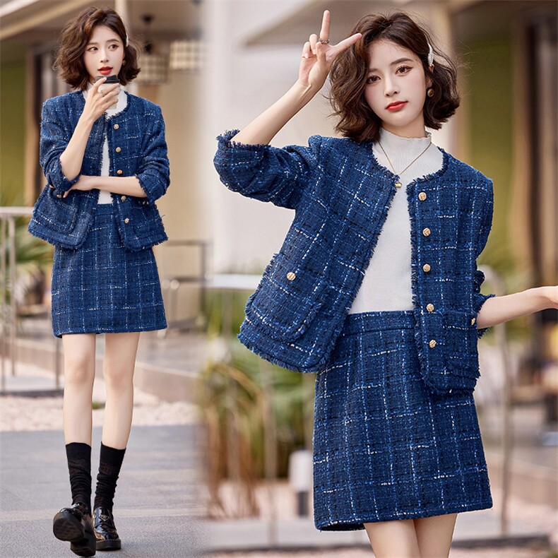 【新款】2024秋冬装小香时尚套装小个子外套半身裙两件套套装裙，女装套装/套裙，众宇琦