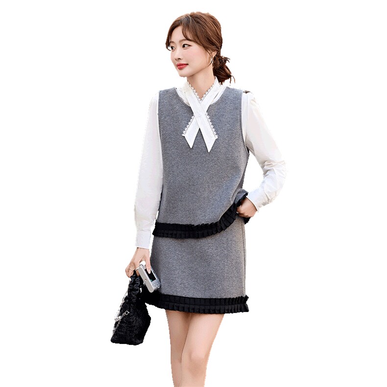 时尚休闲套装女2025年新款无袖坎肩上衣短裙两件套女春季,女装套装/套裙,采品优优