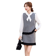 时尚休闲套装女2025年新款无袖坎肩上衣短裙两件套女春季，女装套装/套裙，采品优优
