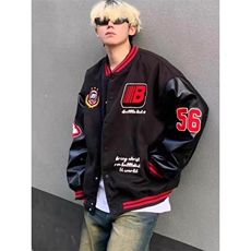 W9571-P70网图现货新款美式复古刺绣棒球服外套撞色拼接夹克，男装夹克，星座1608-2