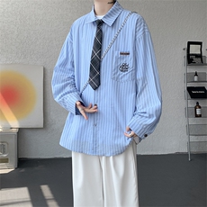 现货CS1163-特P53新款百搭条纹大码男衬衫，男装衬衫，电商A059