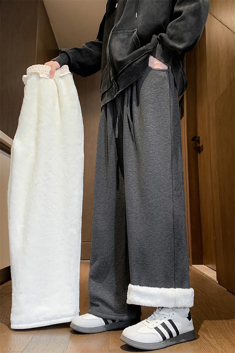8XL-M特大码工装加绒裤男纯色宽松裤卫裤休闲基础款K995P65,男装休闲裤,电商D206-1