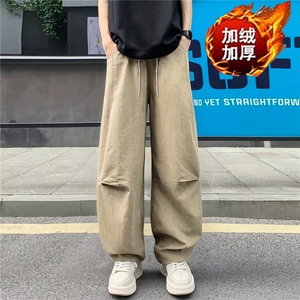 秋冬季新款工装裤复古做旧设计感阔腿直筒休闲裤男装7912 P60图片