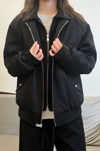 冬季新款拼接假两件加棉双拉链棉衣夹克外套男M24995-特P105控188图片