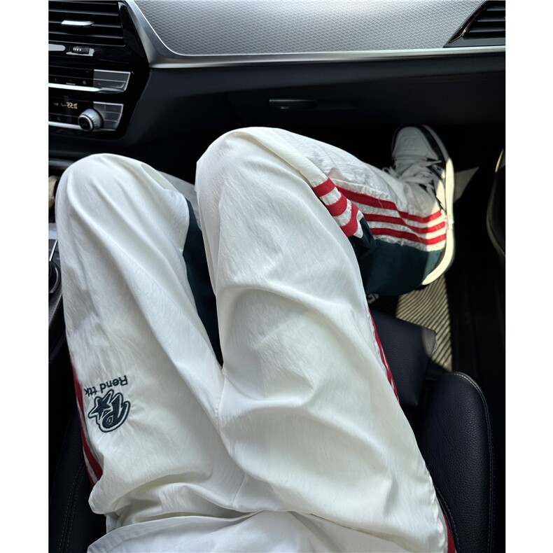 冰丝速干三条杠夏季美式设计感拼色休闲裤XZ603-K779-P50控68,男装休闲裤,星座603
