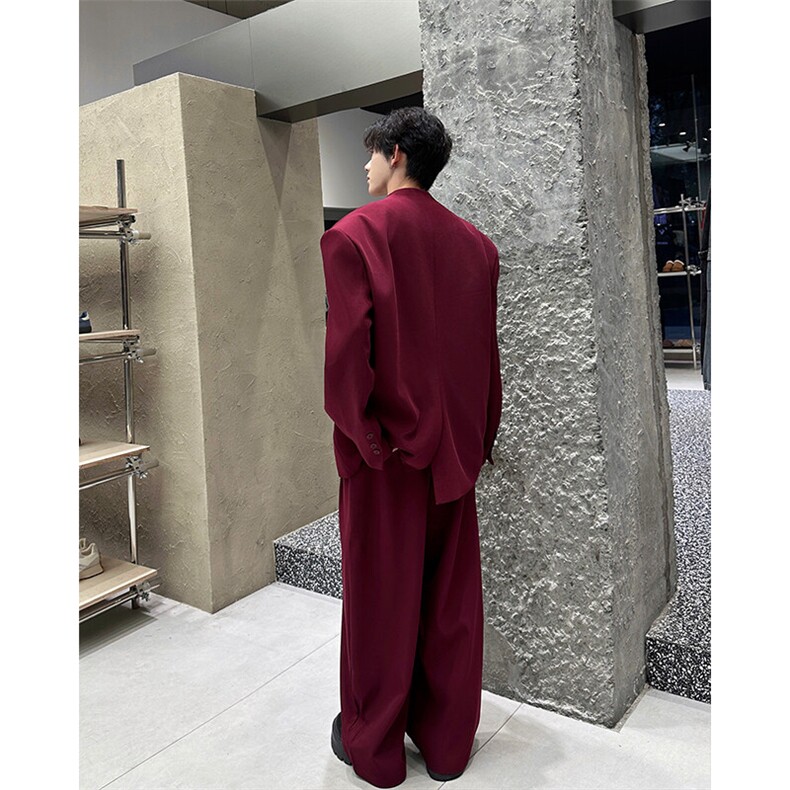 韩版休闲西装套装外套高级痞帅宽松韩版西服外套西裤整套搭配P140,男装西服,电商B319