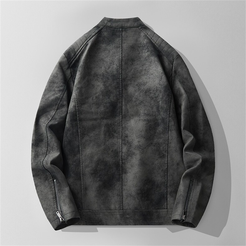 JK893-P100男士加绒皮衣韩版修身帅气机车服立领pu皮夹克外套潮,男装夹克,电商D310B-1