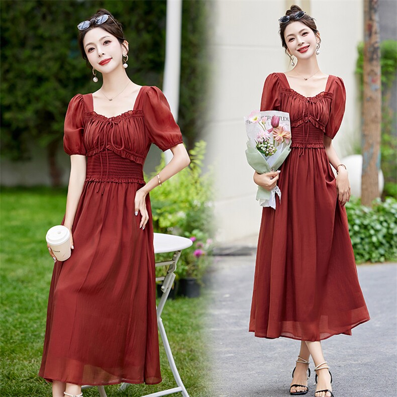 【现货----支持退现】2025夏季女神范高级感显瘦气质连衣裙女，女装连衣裙，沁沁公主