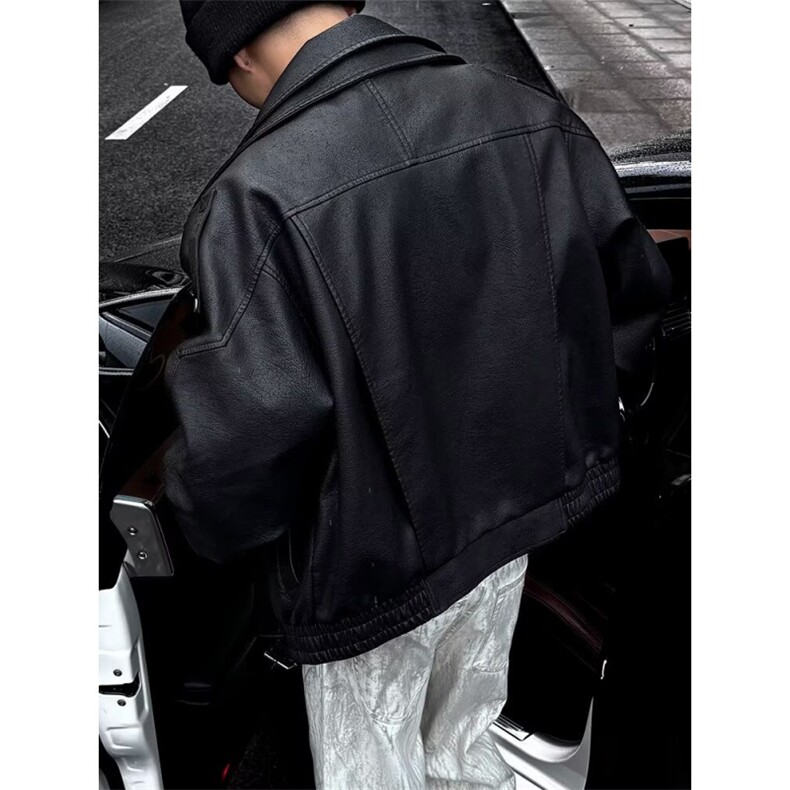 新款重工复古中性立领机车皮衣外套PU夹克上衣男女Y1027-P90网图,男装夹克,电商B245