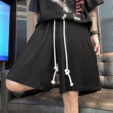 冰丝短裤男夏薄款设计感美式宽松抽绳休闲五分裤XZ514-2-1525-P38，男装牛仔裤，星座514-2(原B239)