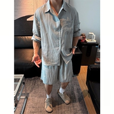 夏季老钱风天丝亚麻长袖衬衫外套C037-P45，男装衬衫，星座1004-3