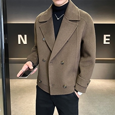有报告双排扣冬季2025新款羊毛呢子大衣外套A313-8173J-P335，男装毛呢大衣，电商A313