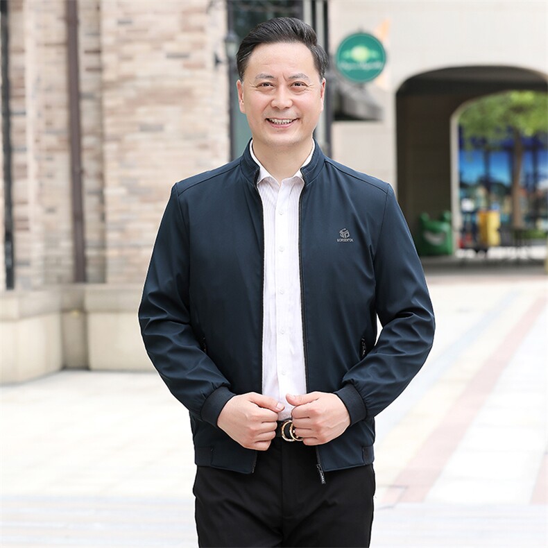 B-N9962男士2023年秋季新款长袖中老年休闲拉链夹克立领潮流P63图片