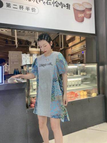 夏装棉拼雪纺裙，女装，悠奈尔