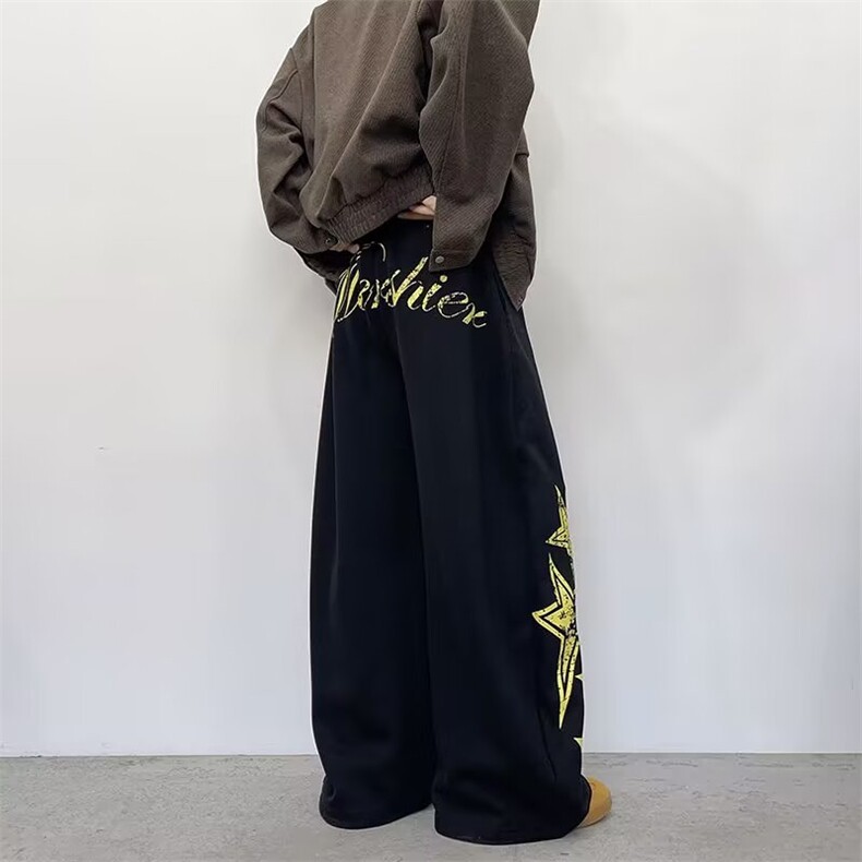 休闲裤男女韩版潮流宽松百搭高街帅气2025秋冬ins长裤K6739-P46,男装休闲裤,星座412-3
