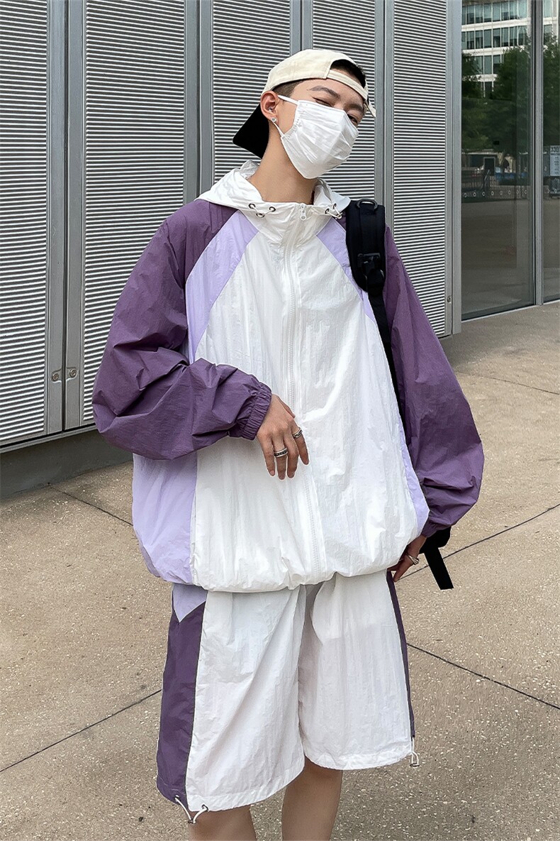 防晒服套装男夏季运动风拼色时尚防晒衣夹克衫XZ514-2-1608-P98,男装防晒衣,星座514-2(原B239)