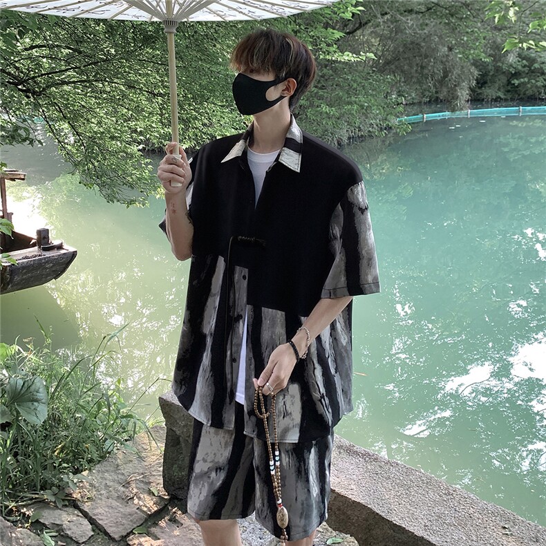 新中式套装TZ77797特P51衬衫CS77798特P33DK77055特P18套装控108,男装衬衫,星座227-7
