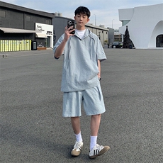 新款休闲带帽短袖短裤套装，男装休闲套装，星座1206-1（原A206-1）